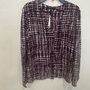 Banana Republic Burgundy and White Patterned Blouse